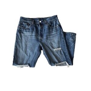 Levis 501 Jeans Womens 32 x 26 Blue Straight Stretch Premium Classic‎ Casual